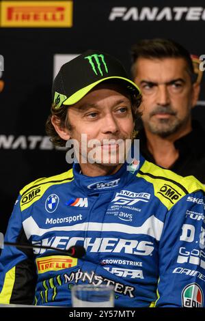 Monza, Italie. 20 septembre 2024. Valentino ROSSI (ITA) au volant de L'ÉQUIPE WRT #46 assiste à la conférence de presse de la 8e manche du Fanatec GT World Challenge 2024 à l'Autodromo Nazionale de Monza (Italie). Crédit : Riccardo Righetti/Alamy Live News Banque D'Images