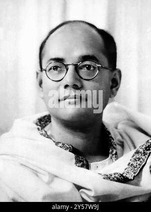 Subhas Chandra Bose. Portrait du leader politique indien Subhas Chandra Bose (1897-1945) dans les années 1930 Banque D'Images