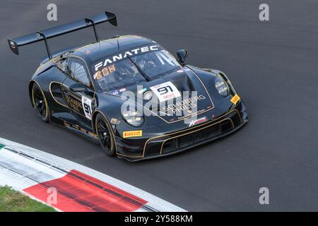 Monza, Italie. 20 septembre 2024. Ralf BOHN (DEU) au volant de HERBERTH MOTORSPORT #91 au virage 11 lors de la séance d'essais Bronze du Fanatec GT World Challenge Round 8 2024 à l'Autodromo Nazionale de Monza (Italie). Crédit : Riccardo Righetti/Alamy Live News Banque D'Images