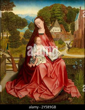 Vierge et enfant dans un paysage. Peut-être Maître de la Madonna Grog ; peut-être Aert van den Bossche ; anciennement Maître du feuillage brodé. c. 1492-98. Banque D'Images