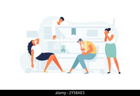 Des gens d'affaires fatigués avec épuisement émotionnel. Illustration vectorielle d'heures supplémentaires et de fatigue Illustration de Vecteur