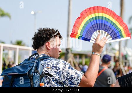 Rio de Janeiro, Brésil. 20 septembre 2024. RJ - RIO DE JANEIRO - 09/20/2024 - ROCK IN RIO 2024 - mouvement de foule pendant le Rock in Rio Brasil Festival - 40 ans et pour toujours, qui s'est tenu à Cidade do Rock, à Rio de Janeiro, ce vendredi 20. Photo : Thiago Ribeiro/AGIF crédit : AGIF/Alamy Live News Banque D'Images