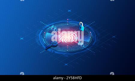 Digital Forensics concept - processus d'analyse de preuves numériques à partir de dispositifs électroniques pour enquêter sur les cybercrimes ou les incidents - illustration 3D. Banque D'Images