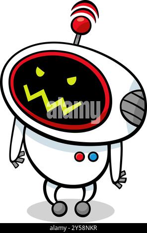 Illustration de dessin animé de robot en colère ou personnage de fantaisie droïde Illustration de Vecteur