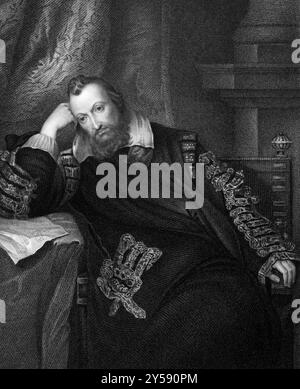 Henry Percy, 9e comte de Northumberland (1564-1632) sur gravure de 1831. Aristocrate anglais. Gravé par J. Cochran et publié dans Portraits of il Banque D'Images