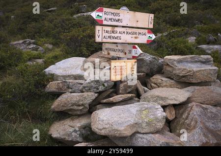 Panneau, Almenweg, Klammeben, Hirzer près de Saltaus, Schenna, Scena, Vallée du Passeier, Tyrol du Sud, Province autonome de Bolzano, Italie, Europe Banque D'Images