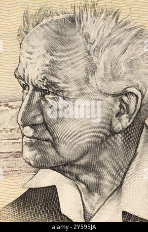 David Ben Gourion (1886-1973) sur billet de 50 SHEQALIM 1978 d'Israël. Fondateur et premier premier ministre d'Israël Banque D'Images