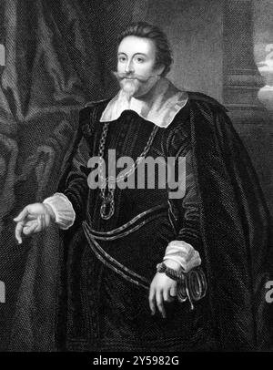 Francis Cottington, 1er baron Cottington (1579-1652) sur gravure de 1827. Gravé par T.A.Dean et publié dans Portraits of illustres personnages Banque D'Images