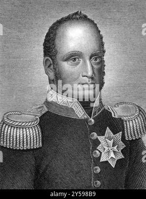 Guillaume Ier des pays-Bas (1772-1843) sur gravure de 1859. Prince d'Orange et le premier roi des pays-Bas et Grand-duc de Luxembourg. Banque D'Images