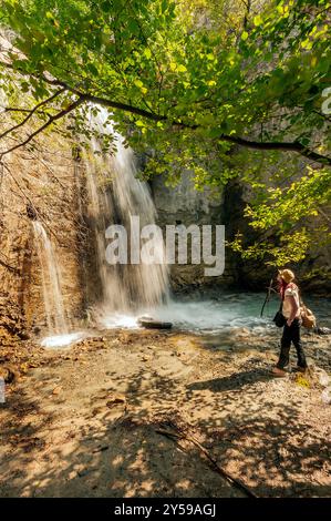 Italie Piémont Orrido du parc Chianocco - cascade Banque D'Images