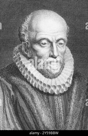 John Stow (1525-1605) sur gravure des années 1800 Historien et antiquaire anglais. Gravé par A.W.Warren et publié en 1808 par Stratford Banque D'Images