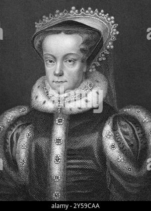 Marie Ière d'Angleterre (1516-1558) sur gravure des années 1800 Reine régnante d'Angleterre et d'Irlande en 1553-1558 Banque D'Images