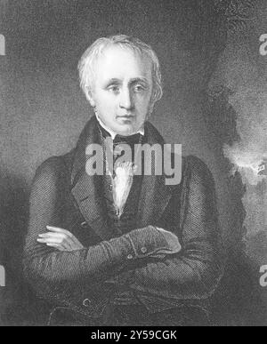 William Wordsworth (1770-1850) sur gravure des années 1800 Important poète romantique anglais. Gravé par J. Cochran d'après un tableau de W. Boxall et pu Banque D'Images