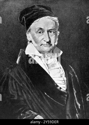 Carl Friedrich Gauss (1777-1855) sur une estampe ancienne de 1898. Mathématicien et physicien allemand. Après Jensen et publié dans le 19ème centu Banque D'Images