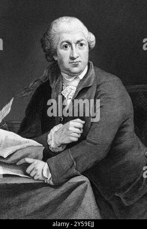 David Garrick (1717-1779) sur gravure de 1873. Acteur anglais, dramaturge, directeur de théâtre et producteur. Gravé d'après un tableau de Robert Edge Pi Banque D'Images