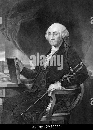 George Washington (1731-1799) sur gravure de 1859. Premier président des États-Unis en 1789-1797 et commandant de l'armée continentale dans l'Amer Banque D'Images