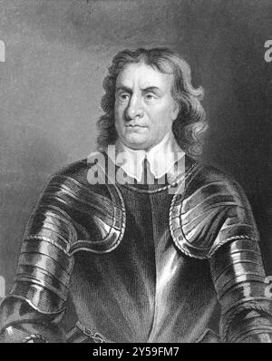 Oliver Cromwell (1599-1658) sur gravure des années 1800 Chef militaire et politique anglais surtout connu pour son implication dans la transformation de l'Angleterre en un Banque D'Images