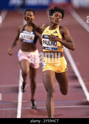 Marileidy Paulino, de la République dominicaine, concourant au 400m féminin à la finale d’athlétisme de la Ligue diamantaire Memorial Van Damme au Roi Baudouin Banque D'Images