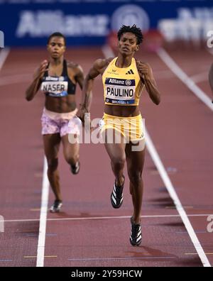 Marileidy Paulino, de la République dominicaine, concourant au 400m féminin à la finale d’athlétisme de la Ligue diamantaire Memorial Van Damme au Roi Baudouin Banque D'Images