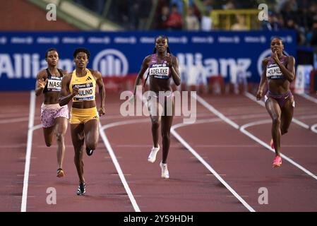 Marileidy Paulino, de la République dominicaine, concourant au 400m féminin à la finale d’athlétisme de la Ligue diamantaire Memorial Van Damme au Roi Baudouin Banque D'Images