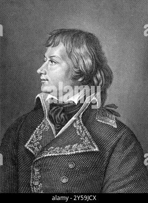 Laurent de Gouvion Saint-Cyr (1764-1830) sur gravure de 1859. Commandant français. Gravé par C. Barth et publié dans Meyers Konversations-Lexikon, Banque D'Images