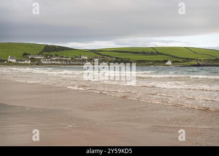 Port Logan et Harbour Wall from the Rocky Foreshore, Port Logan, Dumfries & Galloway, Écosse, Royaume-Uni, Europe Banque D'Images