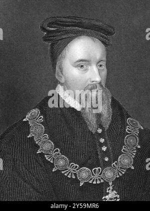 Thomas Stanley, 1er comte de Derby (1435-1504) sur gravure de 1838. Roi titulaire de Mann, noble anglais et beau-père du roi Henry VII. Engrave Banque D'Images