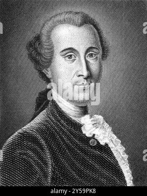 Johann Georg Ritter von Zimmermann (1728-1795) sur gravure de 1859. Écrivain philosophique suisse, naturaliste et médecin. Gravé par artis inconnu Banque D'Images