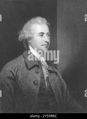 Edmund Burke (1729-1797) sur une gravure des années 1800 Homme d'État anglo-irlandais, auteur, orateur, théoricien politique et philosophe. Surtout connu pour Banque D'Images