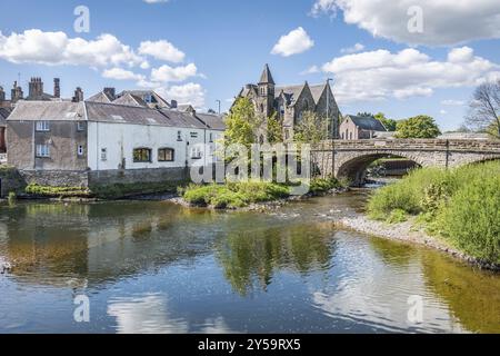 Teviot River, Hawick, Écosse, Royaume-Uni, Europe Banque D'Images