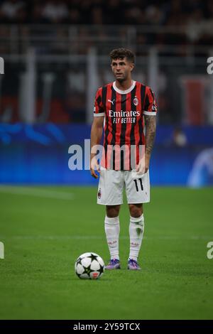 Milan, Italie. 17 septembre 2024. Christian Pulisic de l'AC Milan lors du match de l'UEFA Champions League à Giuseppe Meazza, Milan. Le crédit photo devrait se lire : Jonathan Moscrop/Sportimage crédit : Sportimage Ltd/Alamy Live News Banque D'Images