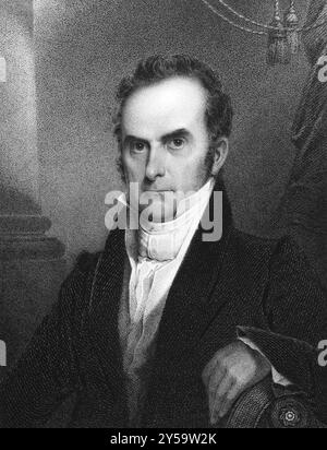 Daniel Webster (1782-1852) sur gravure de 1834. Homme d'État et sénateur américain de premier plan. Gravé par J. B Longacre et publié dans National Portrait Banque D'Images