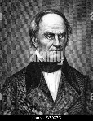 Daniel Webster (1782-1852) sur gravure de 1859. Homme d'État et sénateur américain de premier plan. Gravé par un artiste inconnu et publié dans Meyers Konversa Banque D'Images