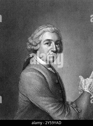 David Garrick (1717-1779) sur gravure de 1859. Acteur anglais, dramaturge, directeur de théâtre et producteur. Gravé par un artiste inconnu et publié dans Banque D'Images