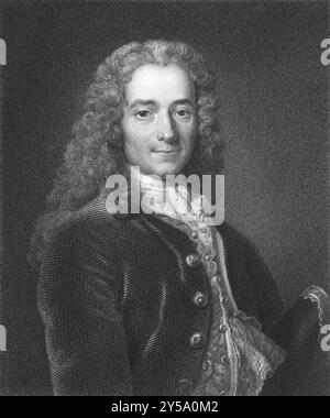 Voltaire (1694-1778) sur une gravure des années 1800 Écrivain français des lumières, philosophe et essayiste, connu pour son esprit et la défense de la liberté civile Banque D'Images