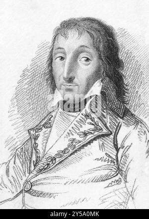 Le général Pierre Augereau (1757-1816) sur les gravures des années 1800 Général français. Classé Marshall de France pendant les guerres révolutionnaire et napoléonienne. Banque D'Images