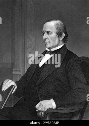 William Ewart Gladstone (1809-1898) sur gravure de 1873. Homme d'État libéral britannique. Gravé par un artiste inconnu et publié dans Portrait Gallery of Banque D'Images