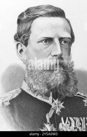 Frédéric-Guillaume III, empereur allemand (1831-1888) sur gravure des années 1800 Publié à Londres par James Hagger Banque D'Images