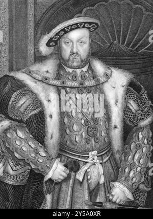 Henri VIII (1491-1547) sur gravure de 1838. Roi d'Angleterre de 1509 à 1547. Gravé par W.T.Fry d'après un tableau de Holbein Banque D'Images