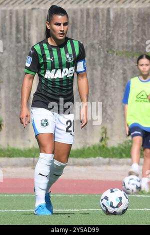 Cercola, Italie. 20 septembre 2024. Bnedetta Orsi de US Sassuolo Femminile en action lors du Soccer - Italian Serie A Women entre Napoli Femminile et US Sassuolo au stade Giuseppe Piccolo le 20 septembre 2024 à Cercola, italie (crédit image : © Agostino Gemito/Pacific Press via ZUMA Press Wire) USAGE ÉDITORIAL SEULEMENT! Non destiné à UN USAGE commercial ! Crédit : ZUMA Press, Inc/Alamy Live News Banque D'Images