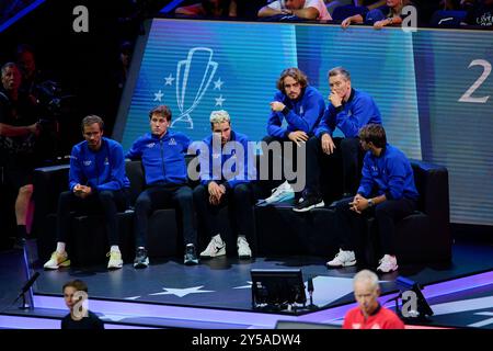 Berlin, Allemagne. 20 septembre 2024. XBERLIN, ALLEMAGNE - 20 SEPTEMBRE : Team Europe affronte Taylor Fritz et Ben Shelton de Team World lors du match des doubles hommes du premier jour de laver Cup à l'Uber Arena le 20 septembre 2024 à Berlin, en Allemagne. (Photo de Francisco Macia/photo Players images/Magara Press) crédit : Magara Press SL/Alamy Live News Banque D'Images