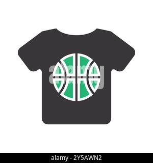 Icône de T-shirt sur le thème du basket-ball en noir et vert. Illustration de Vecteur