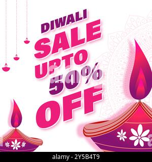 Illustration vectorielle du modèle de flux de médias sociaux Happy Diwali Sale Illustration de Vecteur