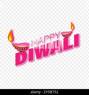 Illustration vectorielle de la typographie joyeuse Diwali sur fond transparent Illustration de Vecteur