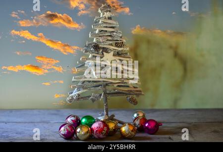 Un arbre de Noël pour la famille en vacances Banque D'Images