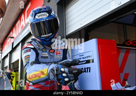 Alex Marquez Espagnol Gresini Racing MotoGP Ducati Portrait lors du Gran Premio Pramac dellâEmilia-Romagna - essais libres et qualifications, Championnat du monde MotoGP à Misano, Italie, le 21 septembre 2024 Banque D'Images