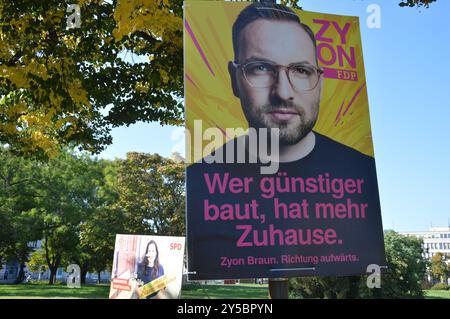 Potsdam, Allemagne - 20 septembre 2024 - affiches électorales à Potsdam pour l'élection de l'État de Brandebourg de 2024. (Photo de Markku Rainer Peltonen) Banque D'Images