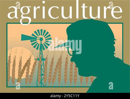 Illustration vectorielle - modèle de publicité agricole avec concept de champ agricole. Bannière, site, modèle d'affiche Illustration de Vecteur