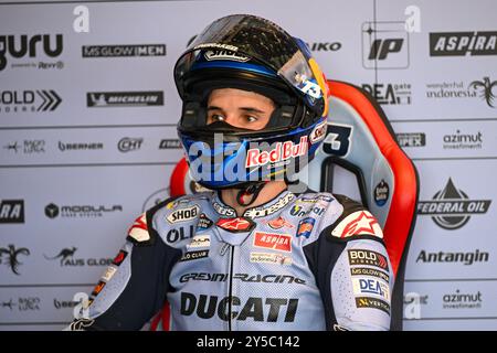 Alex Marquez Espagnol Gresini Racing MotoGP Ducati portrait attend dans la boîte lors du Gran Premio Pramac dellâEmilia-Romagna - Paddock et Rider, Championnat du monde MotoGP à Misano, Italie, 21 septembre 2024 Banque D'Images