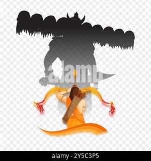 Illustration vectorielle de Lord Ram et silhouette de Ravan sur fond transparent Illustration de Vecteur